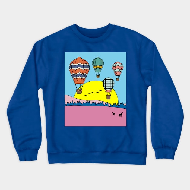 Retro Hot Air Balloons Balloon Ride Crewneck Sweatshirt by flofin